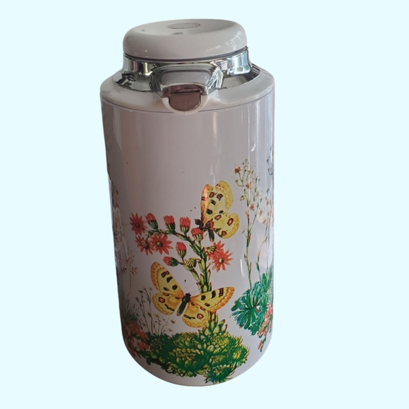 Vintage insulated Coffee or tea carafe with butterflies and flowers - Picture 2 of 7